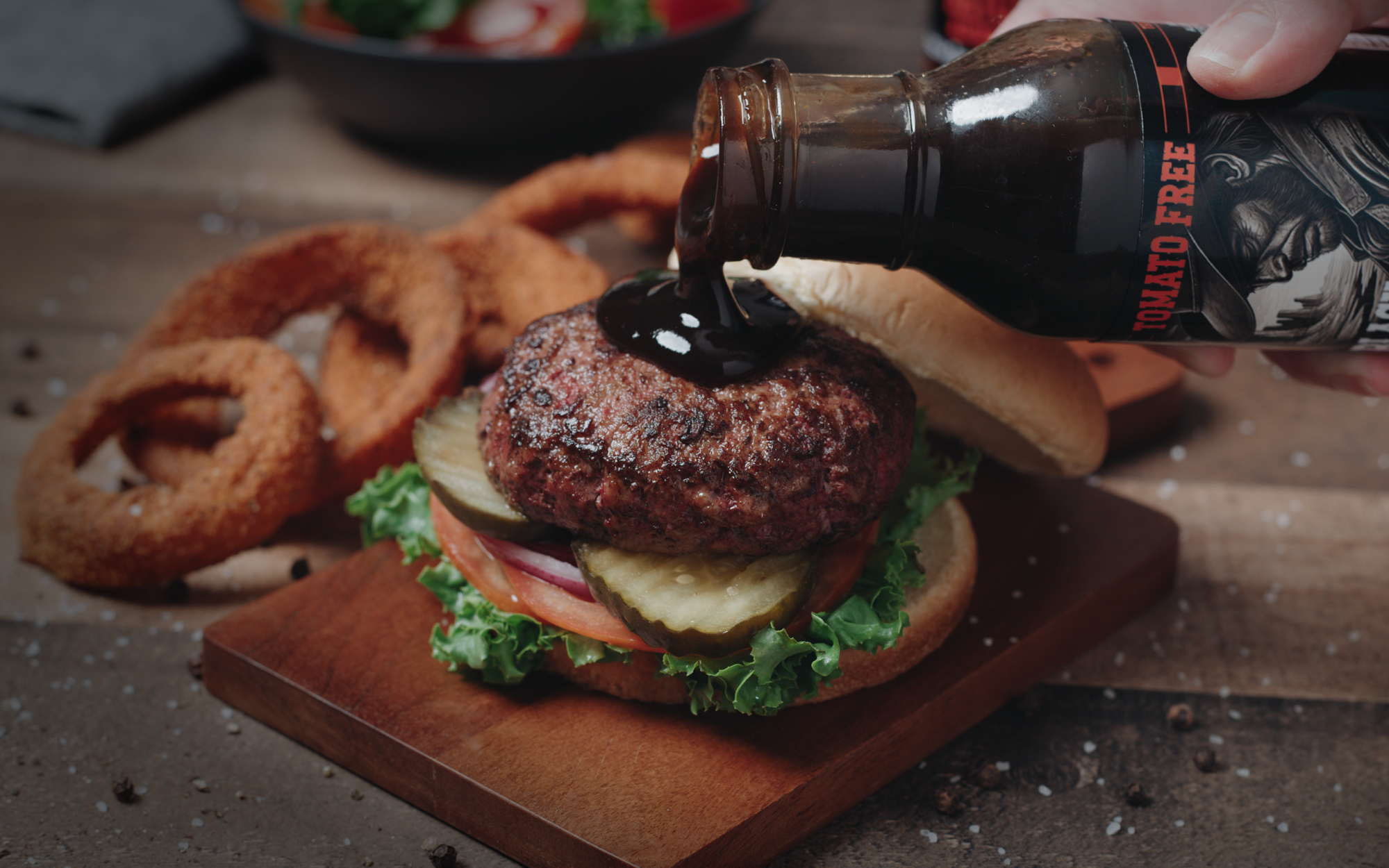 Burger with Black Cavern sauce