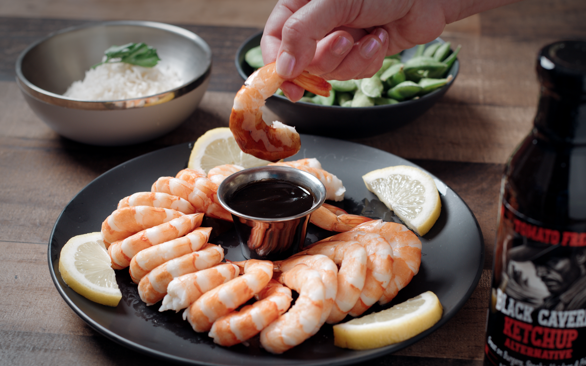 Shrimp with Black Cavern sauce