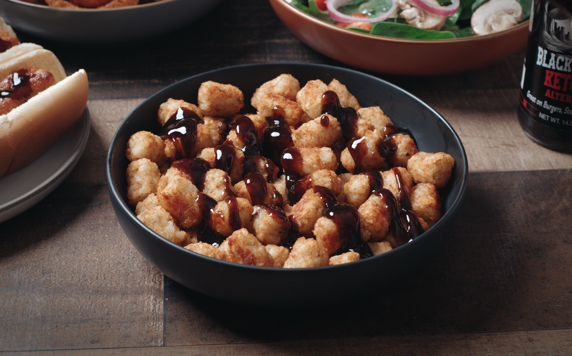 Tater tots with Black Cavern sauce